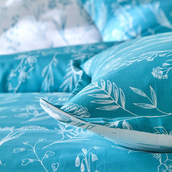 Linge de lit Alessia en coton imprimé fleuri (bleu) Linge de lit Alessia en coton imprimé fleuri (bleu)